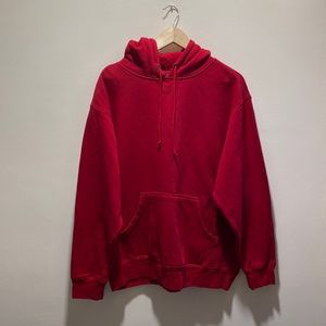 Mens Vintage Footlocker pullover hoodie sweatshirt red plain blank Large